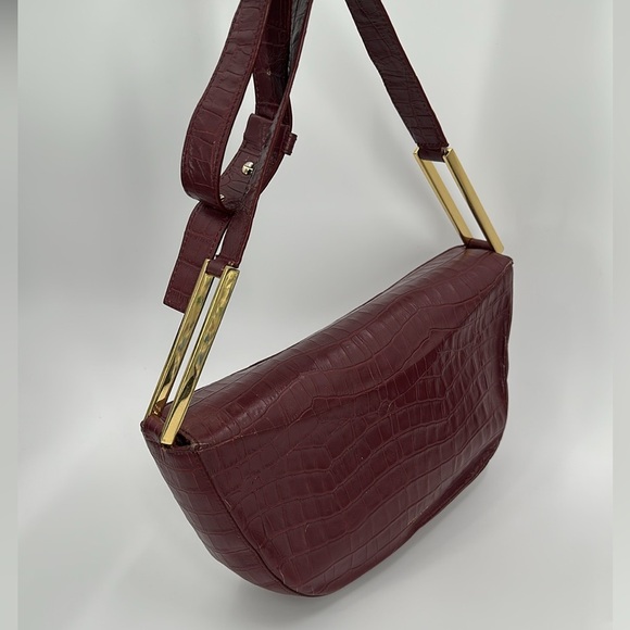 DeMellier Burgundy croc effect Bergen Bag crossbody - Picture 7 of 12